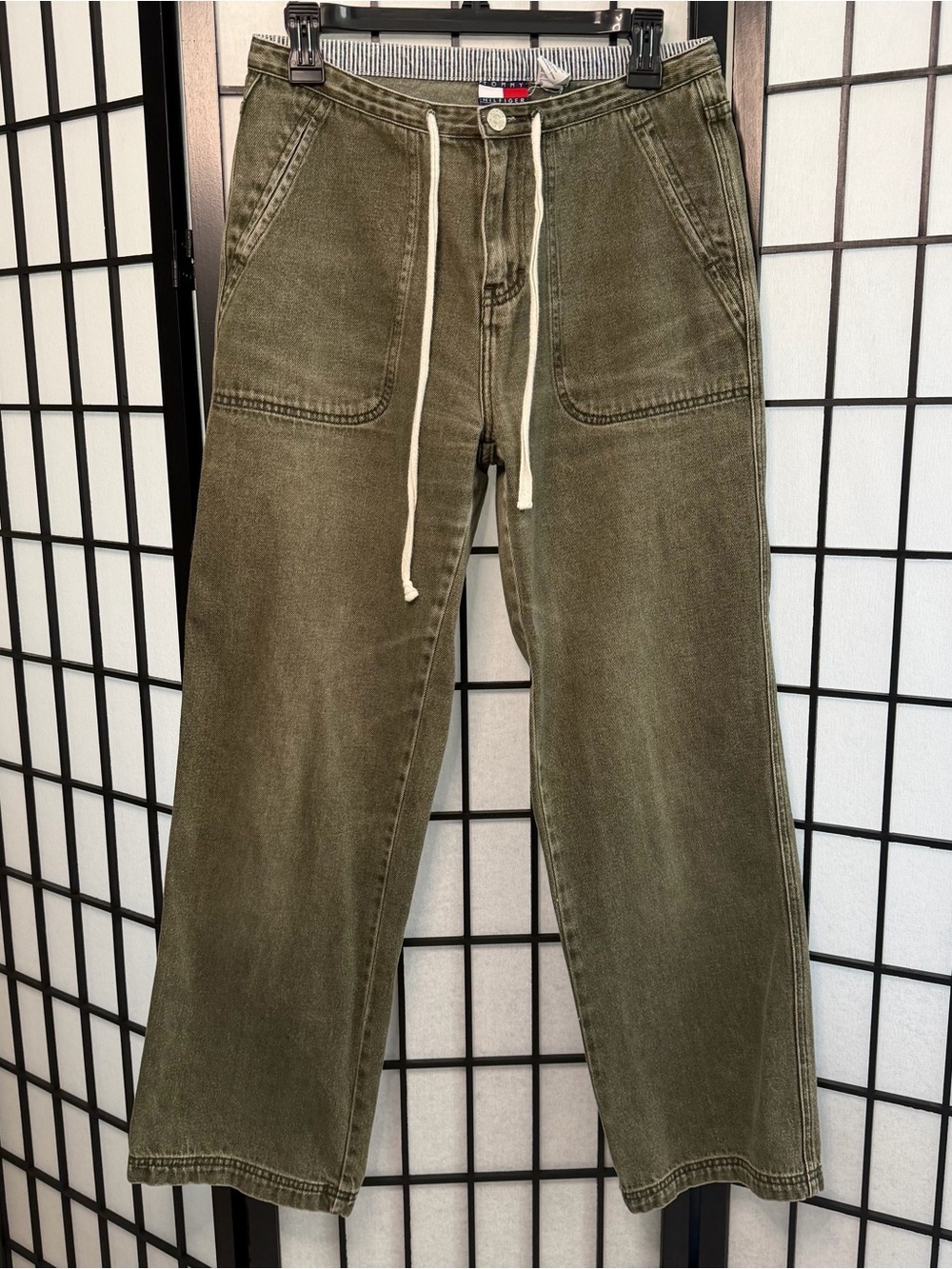 Tommy Hilfiger Olive Denim Drawstring Utility Pants Size 8